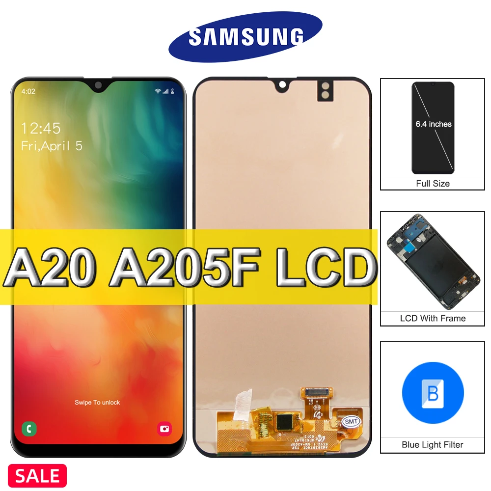ЖК-дисплей Samsung A20 для Samsung Galaxy A20 A205 SM-A205F A205FN, ЖК-экран A205GN A205S A205YN, дисплей с дигитайзером в сборе
ЖК-дисплей Samsung A20 для Samsung Galaxy A20 A205 SM-A205F A205FN, ЖК-экран A205GN A205S A205YN, дисплей с дигитайзером в сборе