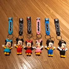 Mickey Disney Cartoon Doll Keychain Minnie Anime Figures Toy Kawaii Bag Pendant Girl Mickey Mouse Car Keychain Kid Birthday Gift