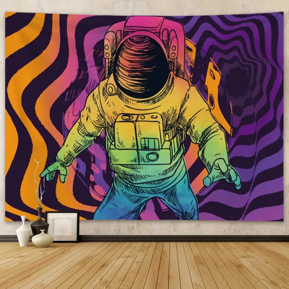 

Psychedelic Funny Astronaut Tapestry Trippy Spaceman Wall Hanging Bedroom Decor Fantasy Hippie Universe Room Home Art Decoration