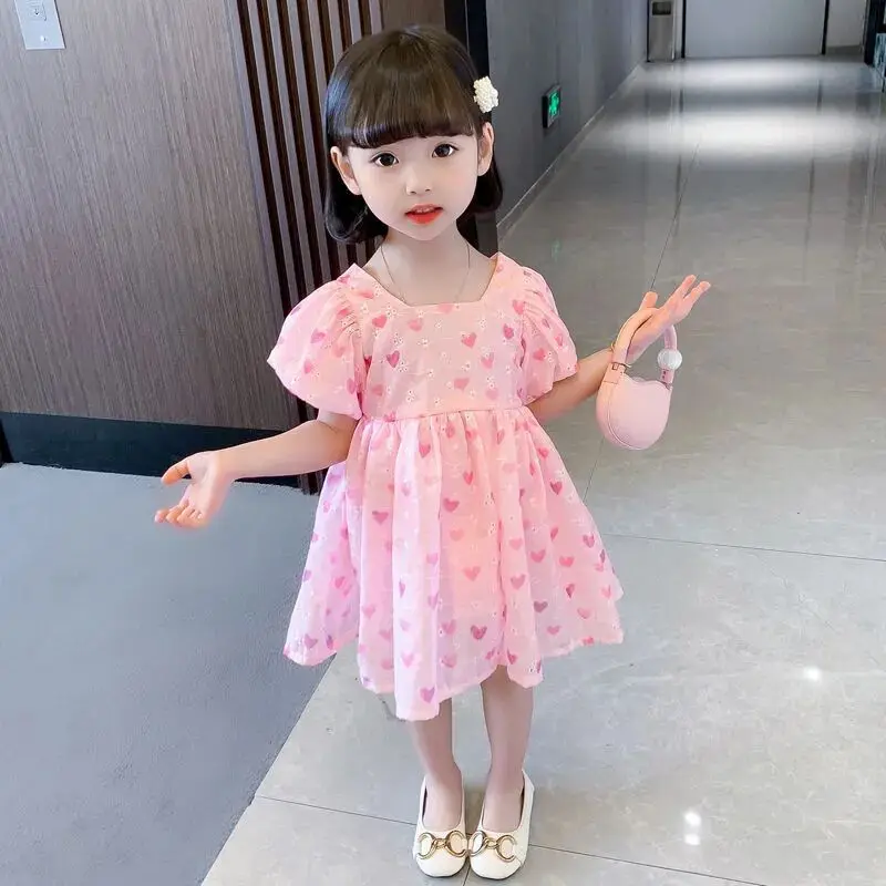 Children's Short Sleeve Dress New Summer Clothing Girl Baby Thin Floral Love Dress Fashion Fresh Bubble Sleeve Princess Dress
Children's Short Sleeve Dress New Summer Clothing Girl Baby Thin Floral Love Dress Fashion Fresh Bubble Sleeve Princess Dress