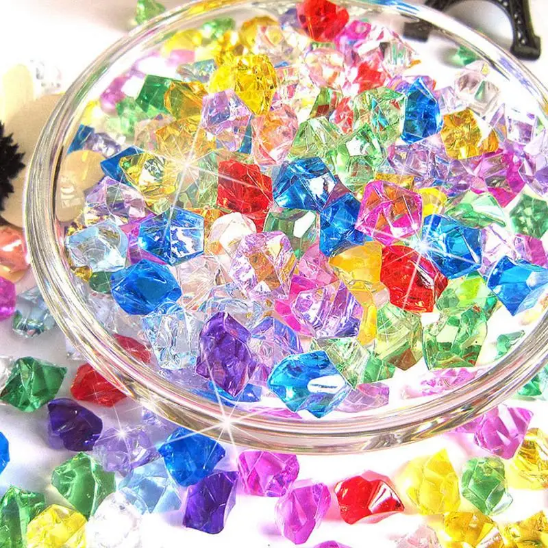 

200/400pcs Colorful Aquarium Acrylic Stones Crystal Ice Cubes Decor Vase Filler Pebble Fish Tank Accessories DIY Jewelry Decor