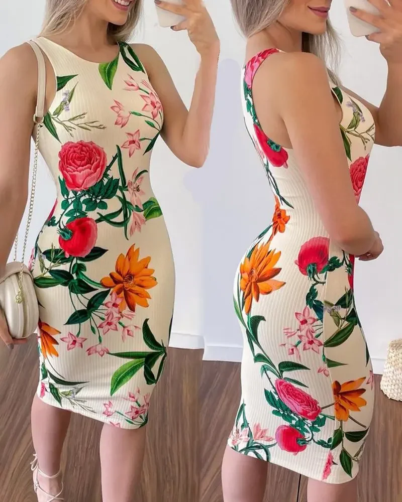 2022 Fashion New Women's Floral Print Sleeveless Round Neck Bodycon Dress Summer Female & Lady Sexy Casual Office Party Dresses
2022 Fashion New Women's Floral Print Sleeveless Round Neck Bodycon Dress Summer Female & Lady Sexy Casual Office Party Dresses