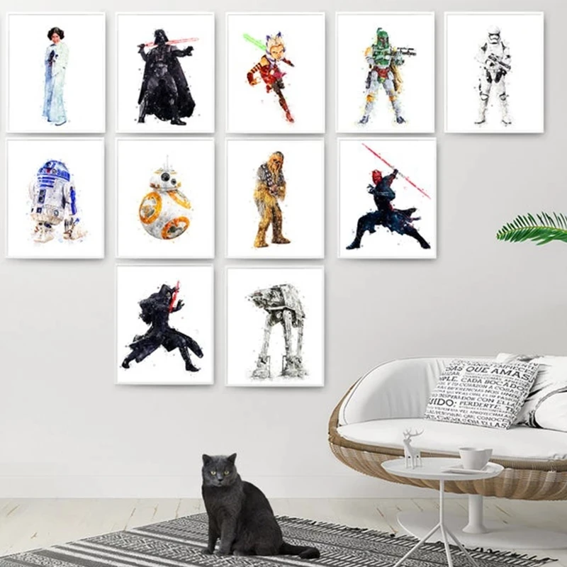 Canvas Painting Disney Star Wars Watercolor Movie Posters and Prints Wall Pictures for Living Room Wall Art Decoration Cuadros
Canvas Painting Disney Star Wars Watercolor Movie Posters and Prints Wall Pictures for Living Room Wall Art Decoration Cuadros