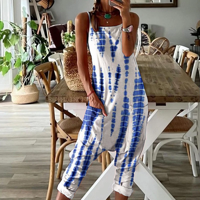 Women Elegant Tie-dye Strap Jumpsuit 2022 Sexy Off Shoulder Loose Party Romper Summer Casual Sleeveless Pocket Playsuit Overalls
Women Elegant Tie-dye Strap Jumpsuit 2022 Sexy Off Shoulder Loose Party Romper Summer Casual Sleeveless Pocket Playsuit Overalls