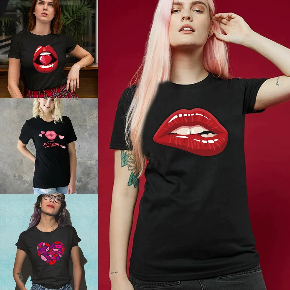Women T-shirts Top 2022 Summer Style Short Sleeve Fashion Mouth Pattern Print Short Sleeve Hip Hop Tee O-Neck Top Black Pullover 
Women T-shirts Top 2022 Summer Style Short Sleeve Fashion Mouth Pattern Print Short Sleeve Hip Hop Tee O-Neck Top Black Pullover