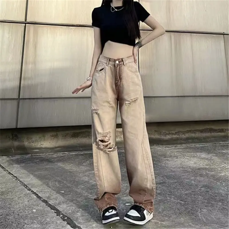 Spring Autumn Vintage Jeans Women High Waist Korean Fashion Streetwear Wide Leg Trousers Female Denim Straight Baggy Pants L272
Spring Autumn Vintage Jeans Women High Waist Korean Fashion Streetwear Wide Leg Trousers Female Denim Straight Baggy Pants L272