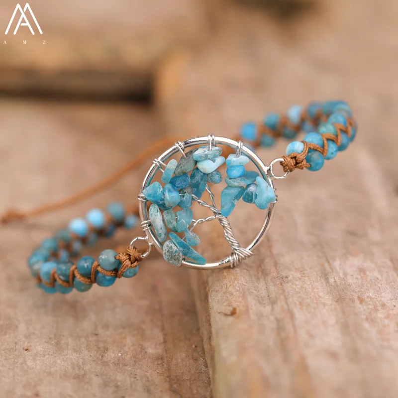 

Classic Tree Of Life Bracelet For Women Boho Blue Apatite Braided Adjustable Bracelet Friendship Bracelet Jewelry Gift Bijoux