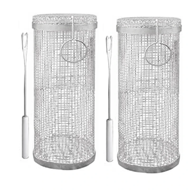 2Piece BBQ Net Tube Rolling Grilling Basket Greatest Grilling Basket Ever Silver
2Piece BBQ Net Tube Rolling Grilling Basket Greatest Grilling Basket Ever Silver