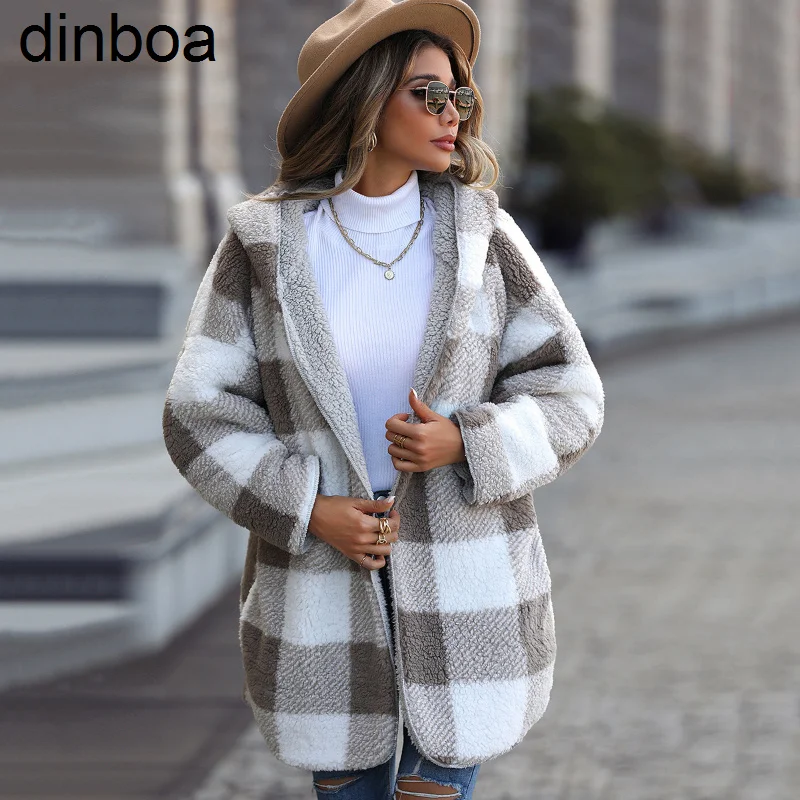 Dinboa-длинное женское теплое флисовое пальто из искусственного меха, куртки, утепленный Кардиган большого размера, Женская двухсторонняя шикарная верхняя одежда, пальто из искусственного меха
Dinboa-длинное женское теплое флисовое пальто из искусственного меха, куртки, утепленный Кардиган большого размера, Женская двухсторонняя шикарная верхняя одежда, пальто из искусственного меха