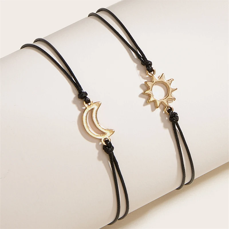 Trendy Simple Alloy Sun and Moon Wax Wire Braided Bracelet Adjustable Card Lovers Bracelet pulseras mujer Couple bracelet
Trendy Simple Alloy Sun and Moon Wax Wire Braided Bracelet Adjustable Card Lovers Bracelet pulseras mujer Couple bracelet