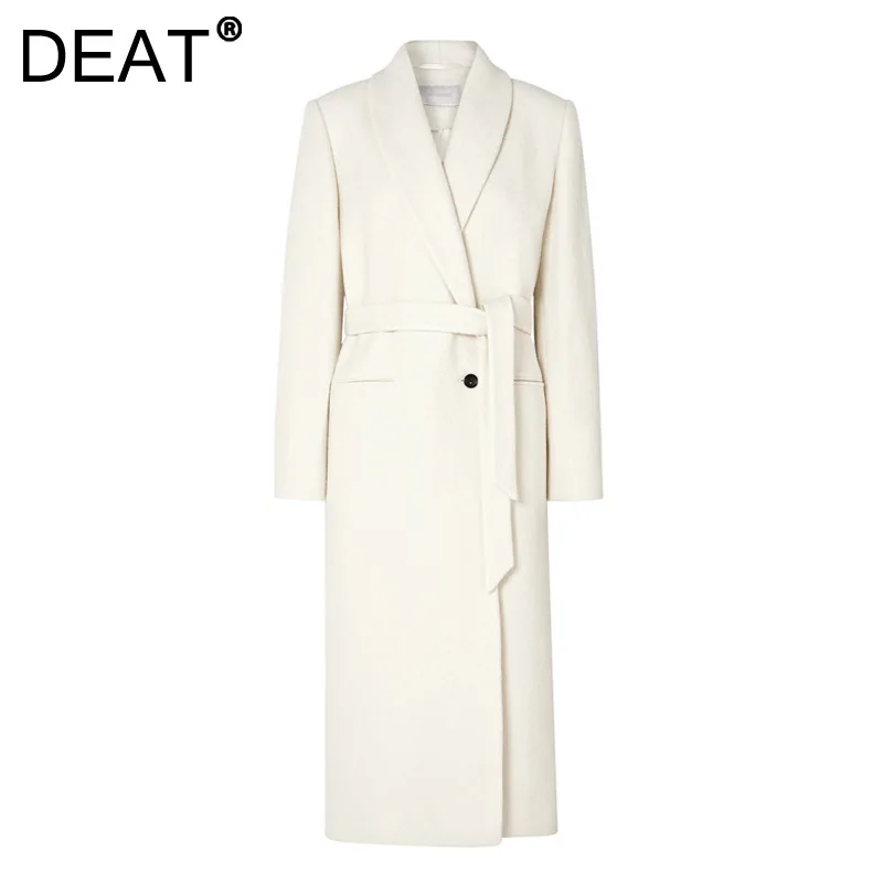 Женское шерстяное пальто на одной пуговице, с поясом и воротником-шалью
Женское шерстяное пальто на одной пуговице, с поясом и воротником-шалью