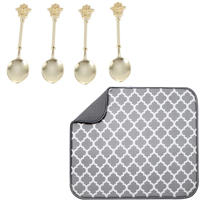 HOT-4Pcs Vintage Gold Spoon Coffee Ice Cream Dessert Spoons With Kitchen Suction Mat Tableware Cup Bowl Dish Drain Pad 
HOT-4Pcs Vintage Gold Spoon Coffee Ice Cream Dessert Spoons With Kitchen Suction Mat Tableware Cup Bowl Dish Drain Pad