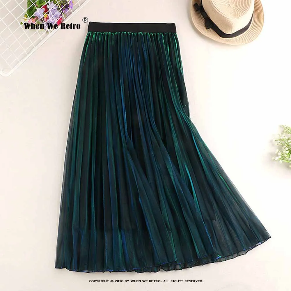 Spring Summer Vintage Mesh Skirt Gradient Color Mid-calf Pleated Long Skirts High Waist Glitter Bling Tulle Skirts RS052
Spring Summer Vintage Mesh Skirt Gradient Color Mid-calf Pleated Long Skirts High Waist Glitter Bling Tulle Skirts RS052