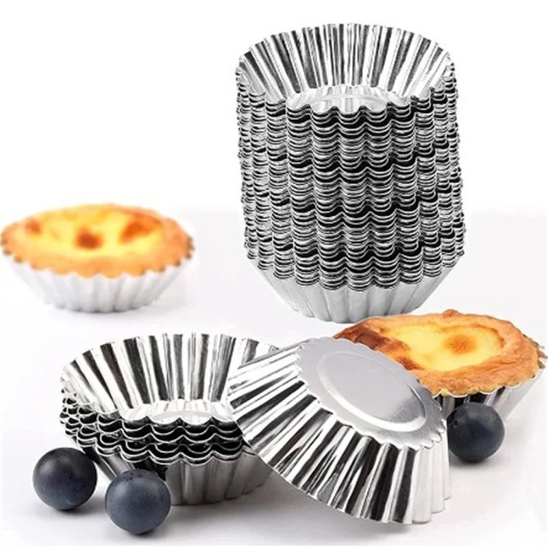 

10pcs Nonstick Reusable Aluminum Alloy Cupcake Egg Tart Mold Cookie Pudding Mould Nonstick Cake Egg Baking Mold Pastry Tools