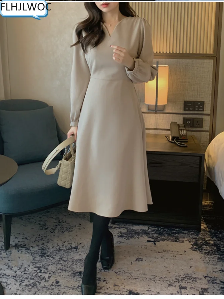 2022 Chic Korean Fashion Women Temperament Office Lady Elegant Work Basic Wear Solid Vintage Long Dress Fenimine Vestidos 1054
2022 Chic Korean Fashion Women Temperament Office Lady Elegant Work Basic Wear Solid Vintage Long Dress Fenimine Vestidos 1054