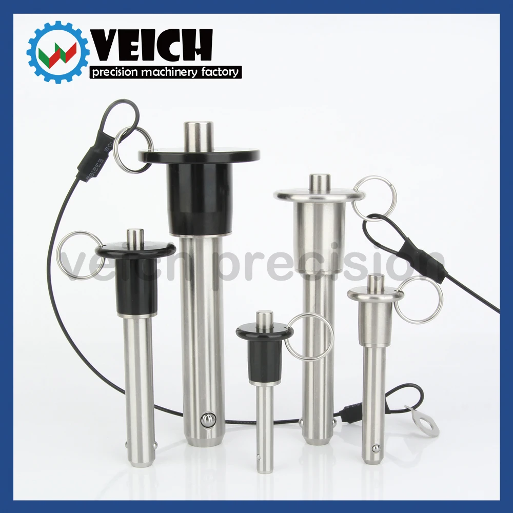 

VCN110 (No.1) Quick Release Pins Push out Insert Pin Circular Button Type Ball Lock Pin With Safety Rope Dia5/6/8/10/12/14mm