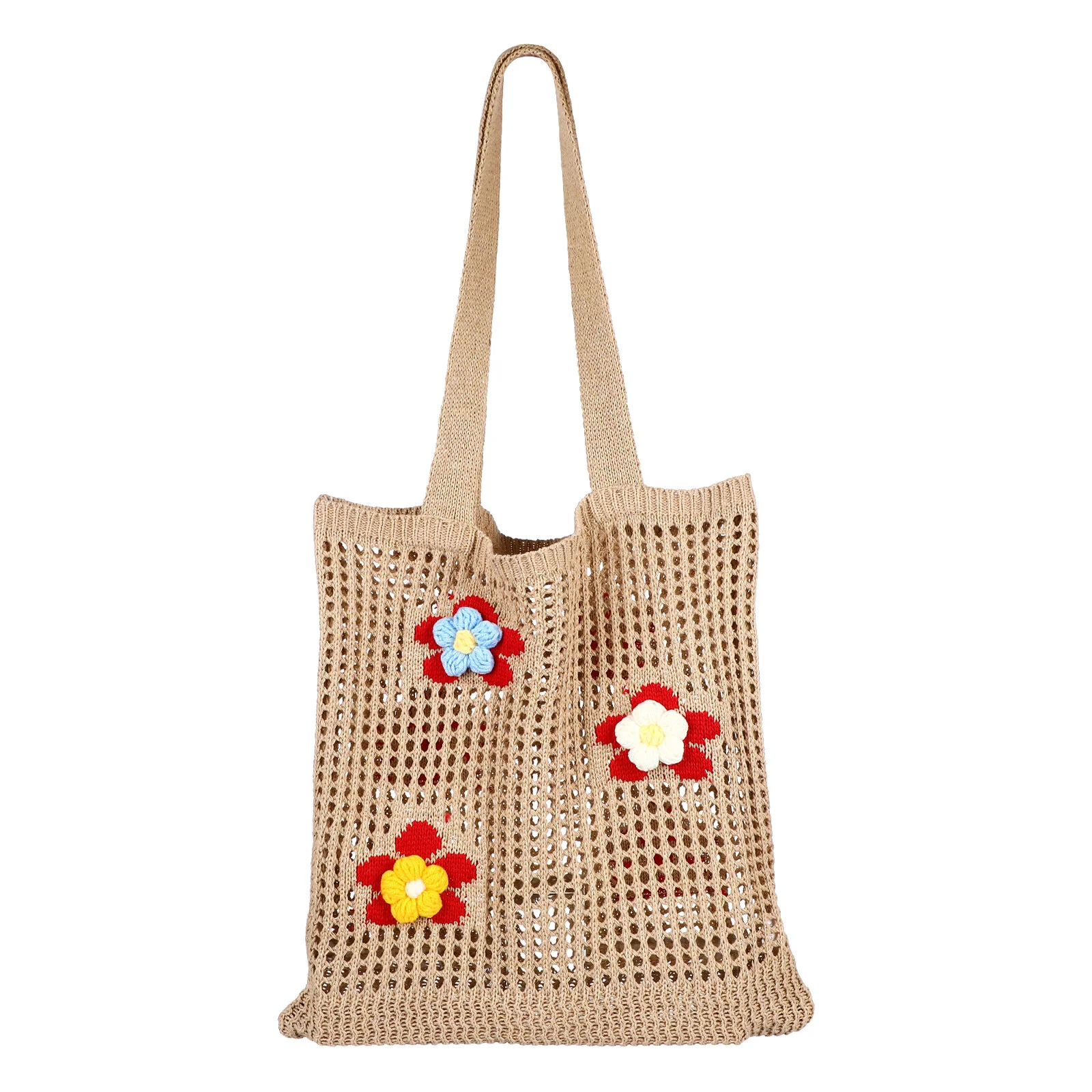 Beach Bag Flower Knitted Shoulder Bag Handbag Large Capacity Retro Mesh Hollow Tote Bag for Women
Beach Bag Flower Knitted Shoulder Bag Handbag Large Capacity Retro Mesh Hollow Tote Bag for Women