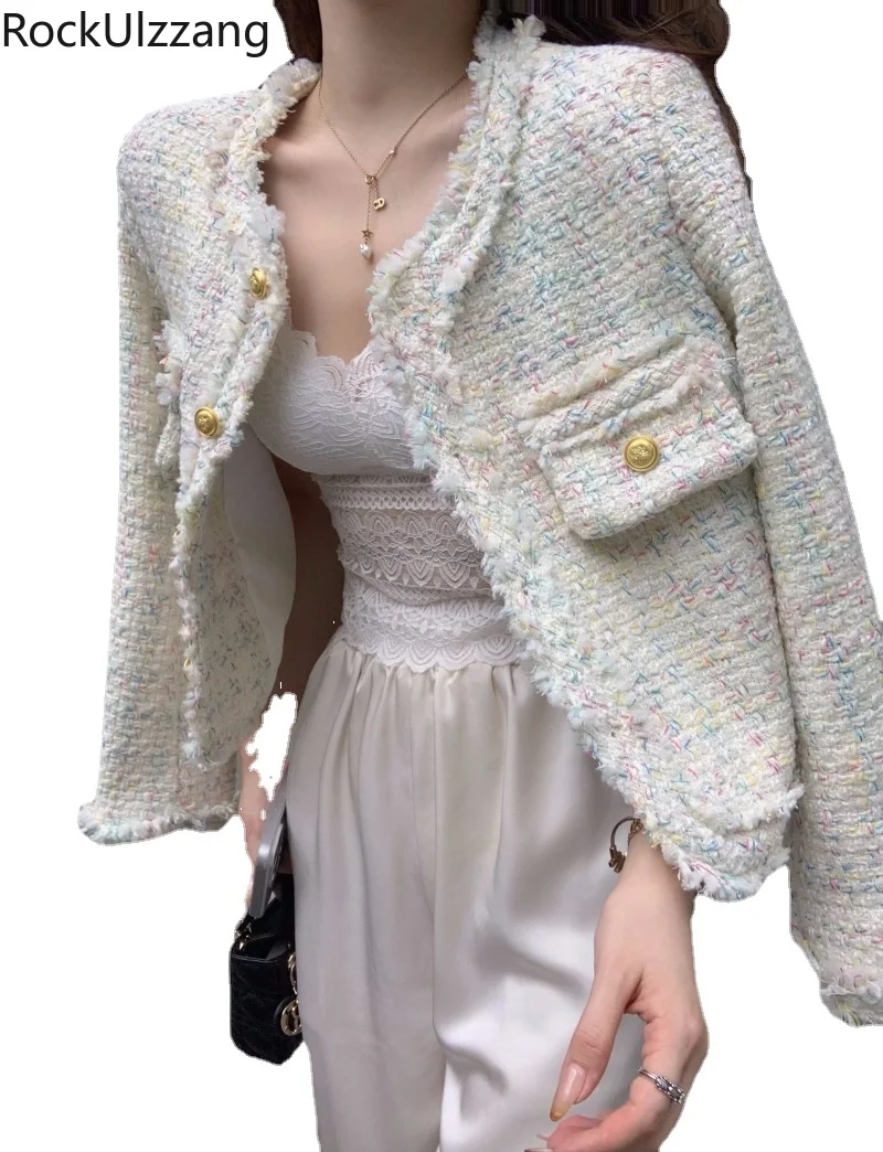 Fall Autumn Elegant Weave Tweed Jacket with Fringed Women Coat Ladies Outfits Short Crop Top Button Up Outwear
Fall Autumn Elegant Weave Tweed Jacket with Fringed Women Coat Ladies Outfits Short Crop Top Button Up Outwear