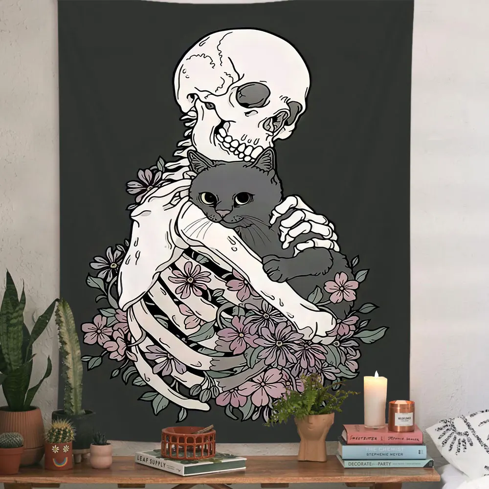Skull Tapestry Wall Hanging Skeleton Cat Flower Tapestries Witchcraft Home Room Decoration Art Wall Cloth Blanket Table Cover
Skull Tapestry Wall Hanging Skeleton Cat Flower Tapestries Witchcraft Home Room Decoration Art Wall Cloth Blanket Table Cover