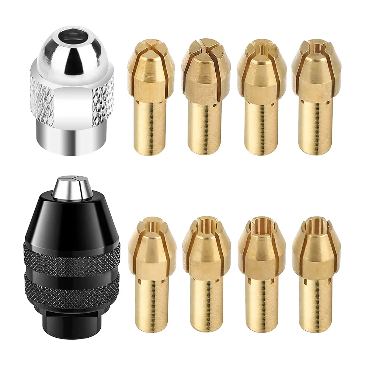 8Pcs Brass Collet Set with Keyless Drill Chuck, Replacement 4485 Brass Quick Change Rotary Drill Nut Tool Set
8Pcs Brass Collet Set with Keyless Drill Chuck, Replacement 4485 Brass Quick Change Rotary Drill Nut Tool Set