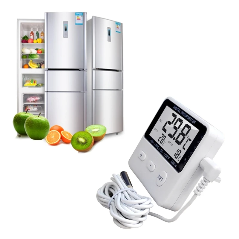 

Цифровой термометр для холодильника, термометр для морозильной камеры, измеритель для аквариума, резервуара для воды, сигнализация высокой и низкой температуры с посторонним датчиком