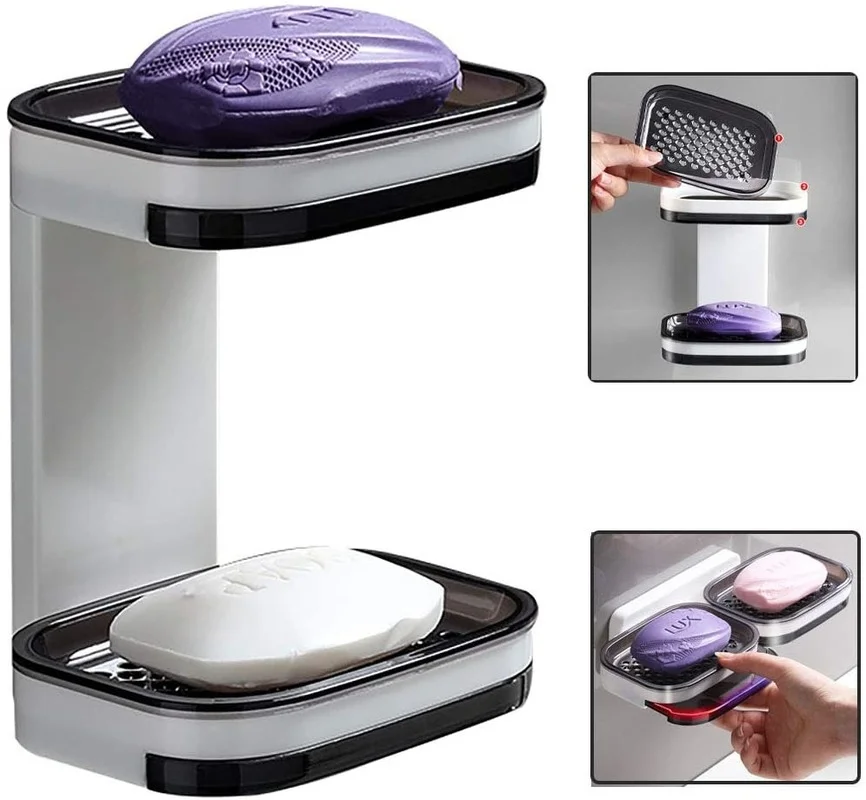 Shower Soap Holder Double Layer Dish with Draining Tray Wall Mounted Bar Soap Holder Adhesive Saver Box Case for Bathroom Sink 
Shower Soap Holder Double Layer Dish with Draining Tray Wall Mounted Bar Soap Holder Adhesive Saver Box Case for Bathroom Sink