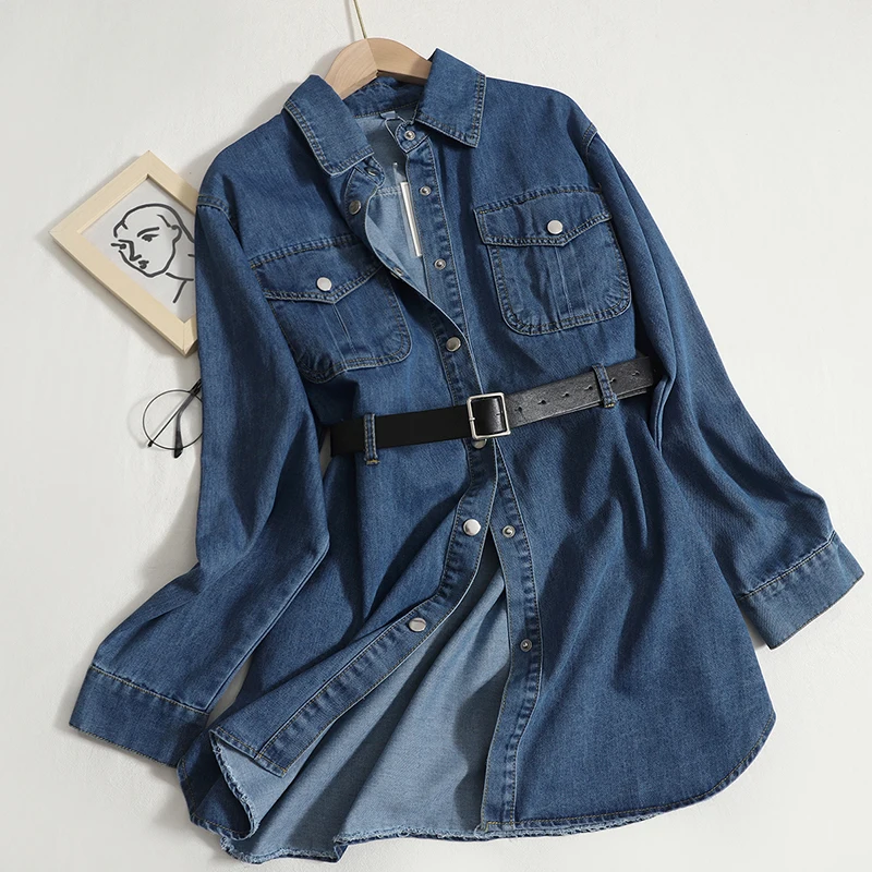 Autumn Thin Denim Coat Women's 2023 New Korean Versatile Mid-length Shirt Female Casual Long Sleeve Top Jacket with Belt
Autumn Thin Denim Coat Women's 2023 New Korean Versatile Mid-length Shirt Female Casual Long Sleeve Top Jacket with Belt