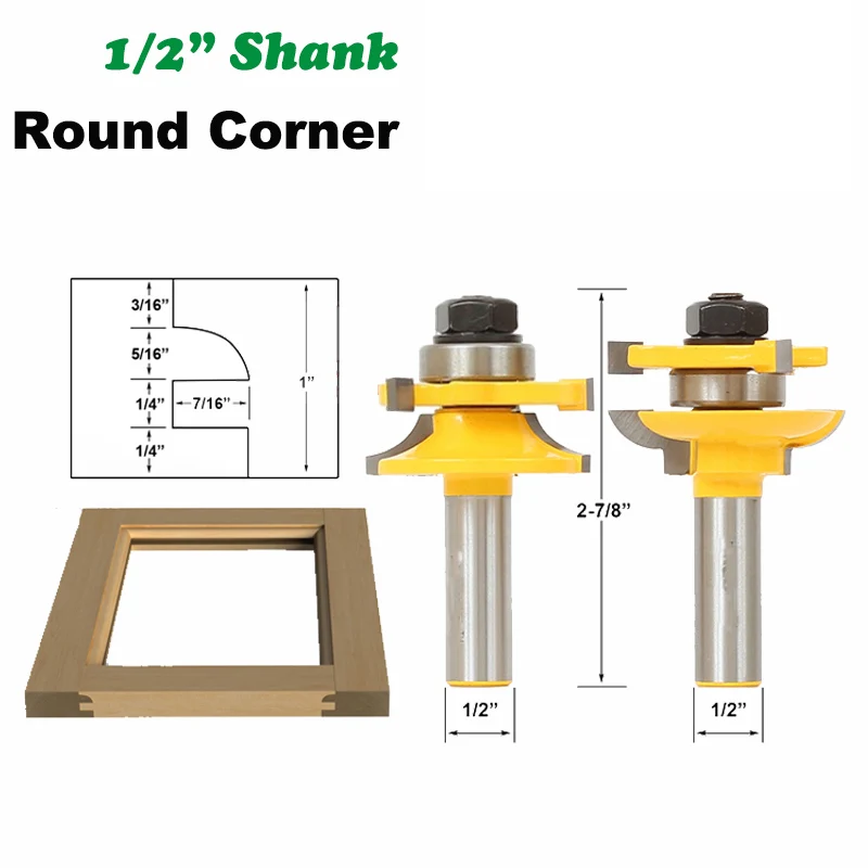 2PC/Set 1/2" 12.7MM Shank Milling Cutter Wood Carving Woodwork Door Round Corner Rail & Stile Router Bit Tenon Milling Cutter
2PC/Set 1/2" 12.7MM Shank Milling Cutter Wood Carving Woodwork Door Round Corner Rail & Stile Router Bit Tenon Milling Cutter