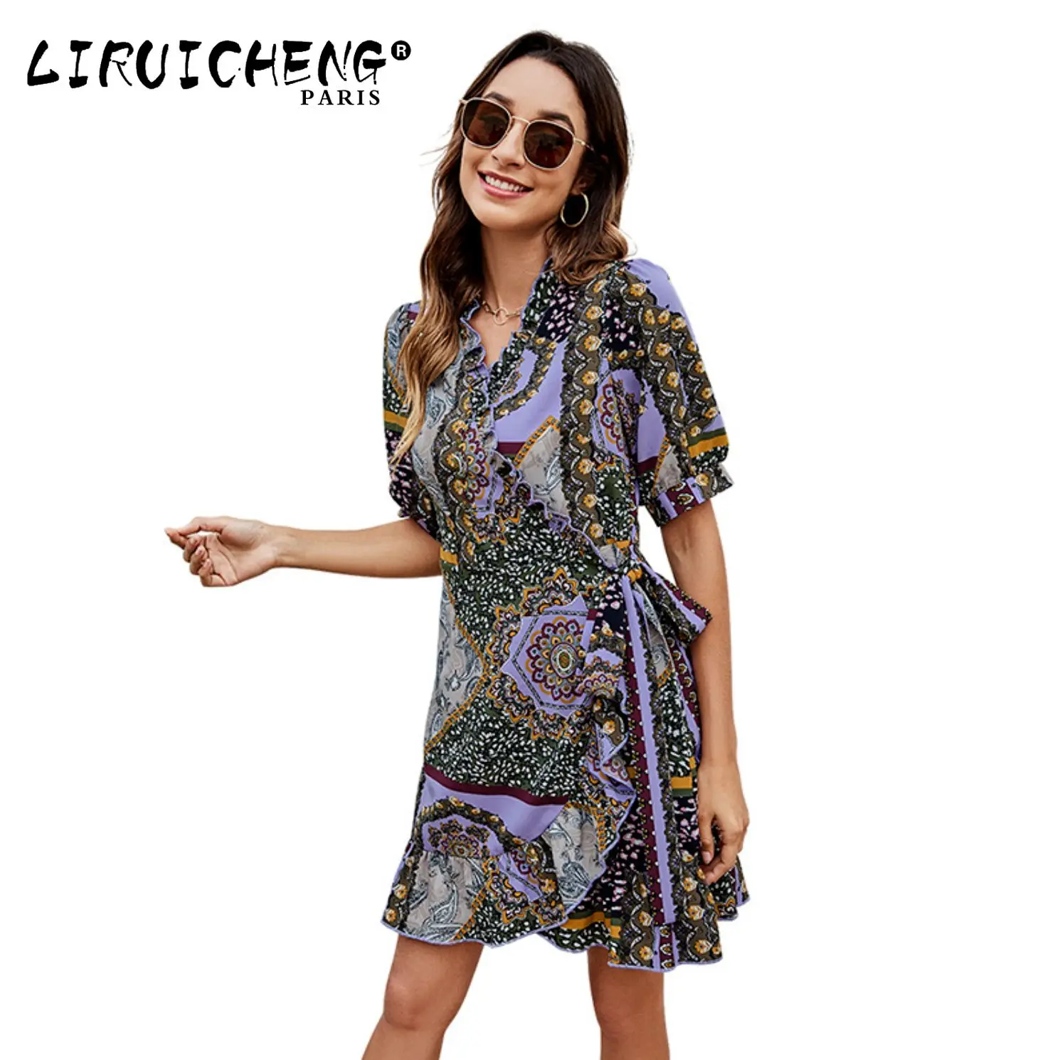 2023 Women's Summer Retro Fashion Personalized Print Strap Waist Slim A-line Skirt Five-point Sleeve Knee-length Dress
2023 Women's Summer Retro Fashion Personalized Print Strap Waist Slim A-line Skirt Five-point Sleeve Knee-length Dress