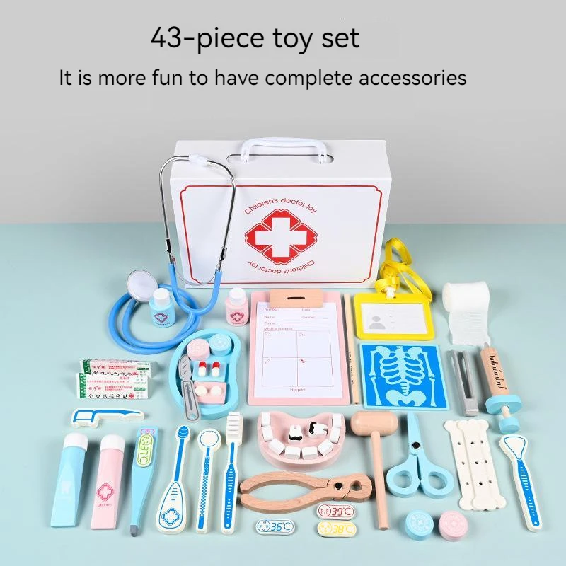 43pcs Wooden Doctor Toy Medical Kit Nurses Sets For Children Dentist Sets Pretend Play Simulation Box Injection Role Play Kids
43pcs Wooden Doctor Toy Medical Kit Nurses Sets For Children Dentist Sets Pretend Play Simulation Box Injection Role Play Kids
