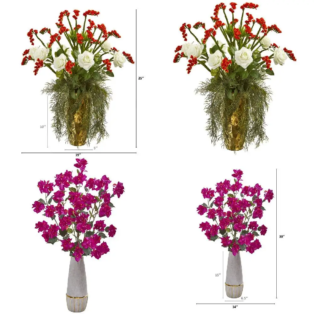 Tabletop Decor with Silk Flowers Stylish Gold Designer Vase Tabletop Decor with Realistic Rose Artificial Arrangement and Silk F
Tabletop Decor with Silk Flowers Stylish Gold Designer Vase Tabletop Decor with Realistic Rose Artificial Arrangement and Silk F