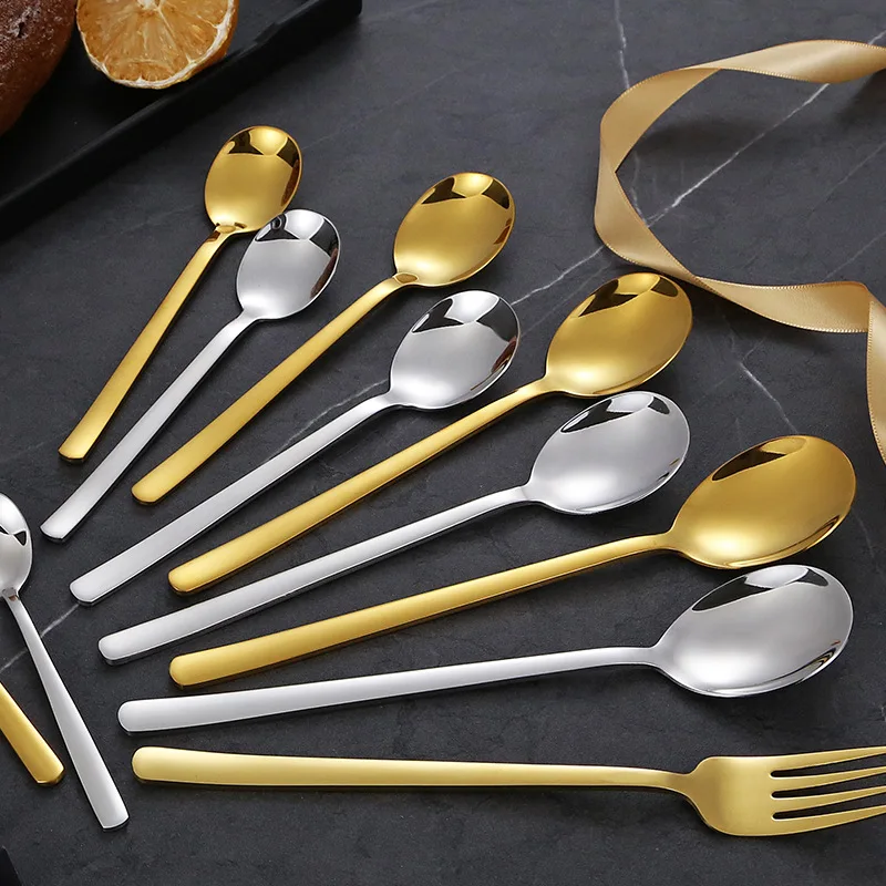 5PCS 304 Stainless Steel Spoons Forks Flat Handle Spoons Mirror Polished Steel Dinnerware Household Dining Supplies
5PCS 304 Stainless Steel Spoons Forks Flat Handle Spoons Mirror Polished Steel Dinnerware Household Dining Supplies