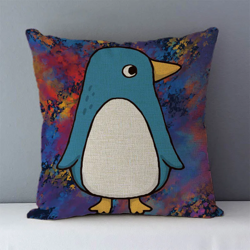 

Cartoon Cute Birds Home Decorative Cushions For Sofa 45x45cm Cozy Couch Cushion Cover Square Bed Pillow Covers Flax Linen Fabric