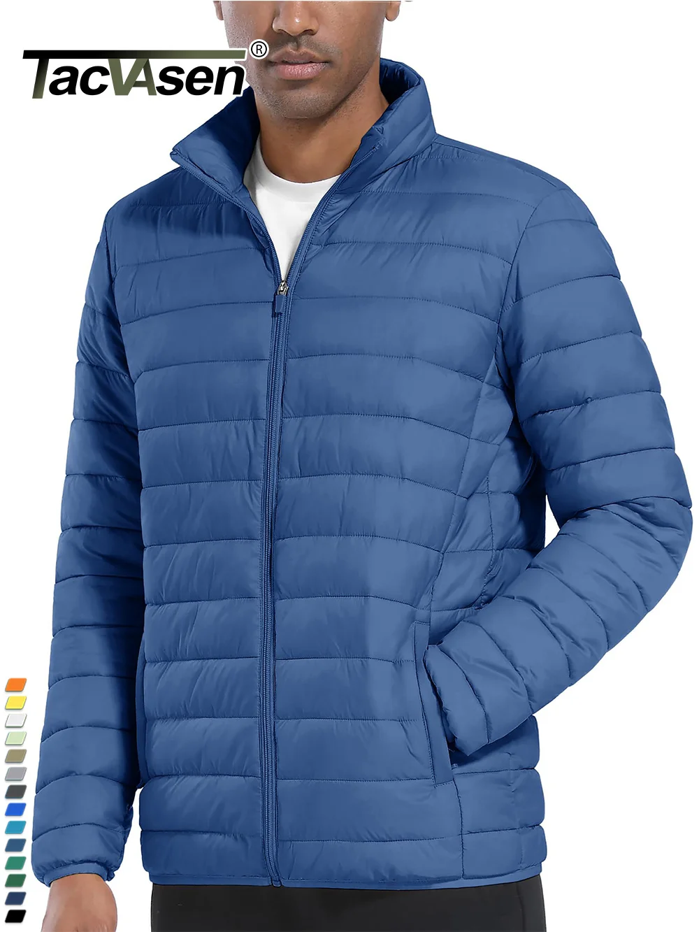 

Stand Collar Lightweight Puffer Jackets Mens Quilted Jacket Water Resistant Ripstop Down Insulated Windbreaker Coats