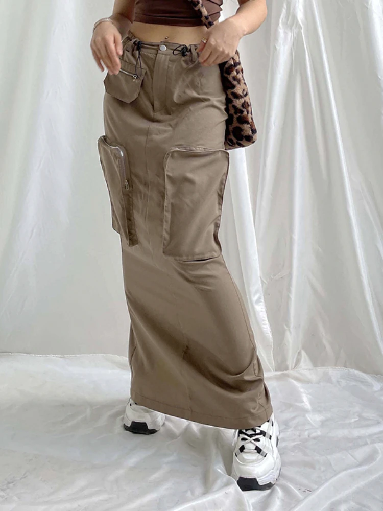 Sunny Y.j. Y2K 2022 Summer Fall New Women's Streetwear Retro Casual Drawstring Large Pocket Back Slit Brown Long Cargo Skirt
Sunny Y.j. Y2K 2022 Summer Fall New Women's Streetwear Retro Casual Drawstring Large Pocket Back Slit Brown Long Cargo Skirt