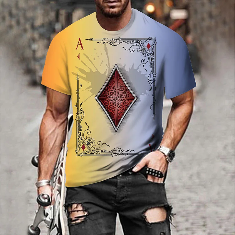 Мужская футболка с 3D-принтом игральных карт, уличная футболка в стиле хип-хоп с коротким рукавом и круглым вырезом, лето 2022
Мужская футболка с 3D-принтом игральных карт, уличная футболка в стиле хип-хоп с коротким рукавом и круглым вырезом, лето 2022