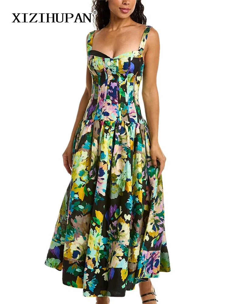 Платье XIZIHUPAN женское длинное с квадратным воротником, винтажный топ с цветным принтом, без рукавов, с завышенной талией, со складками
Платье XIZIHUPAN женское длинное с квадратным воротником, винтажный топ с цветным принтом, без рукавов, с завышенной талией, со складками