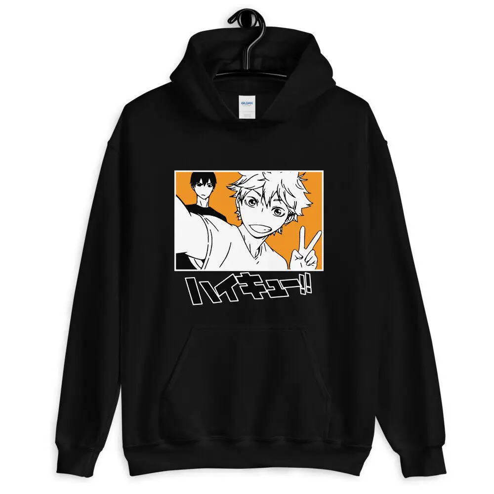Haikyuu Hinata Kageyama Nekoma аниме волейбол новый топ черная толстовка унисекс