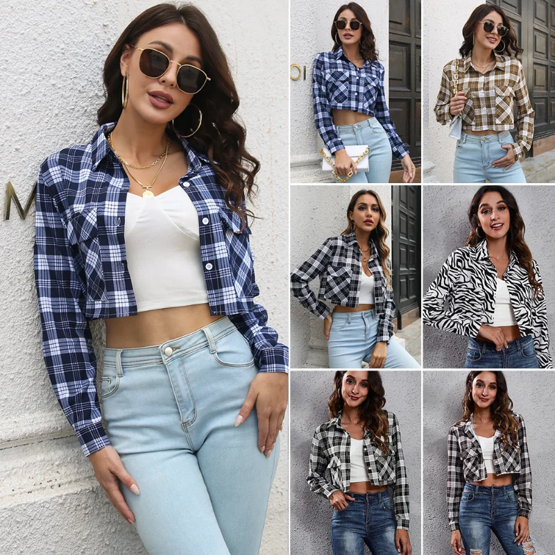 Plaid Zebra Pocket Long Sleeve Shirt Open Umbilical Short Top Cardigan Thin Coat Women's Shirt
Plaid Zebra Pocket Long Sleeve Shirt Open Umbilical Short Top Cardigan Thin Coat Women's Shirt