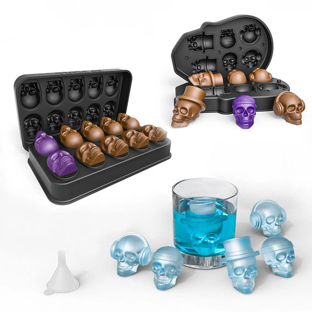 

3D форма для льда в виде черепа силиконовая форма для виски череп кубик льда череп для выпечки шоколада конфет «сделай сам» инструменты ручн...