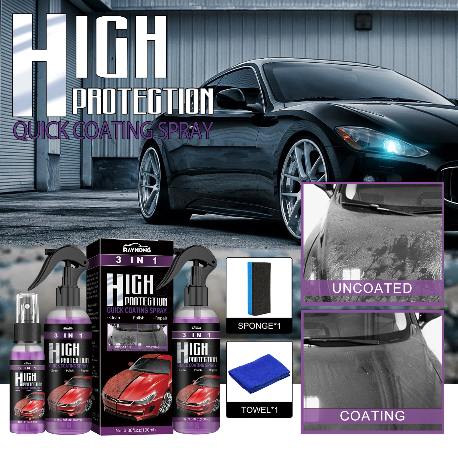 New 3+1 Function High Protection Fast Car Paint Spray Automatic Hand Paint Color Change Cleaning Coating Spray 100ml
New 3+1 Function High Protection Fast Car Paint Spray Automatic Hand Paint Color Change Cleaning Coating Spray 100ml