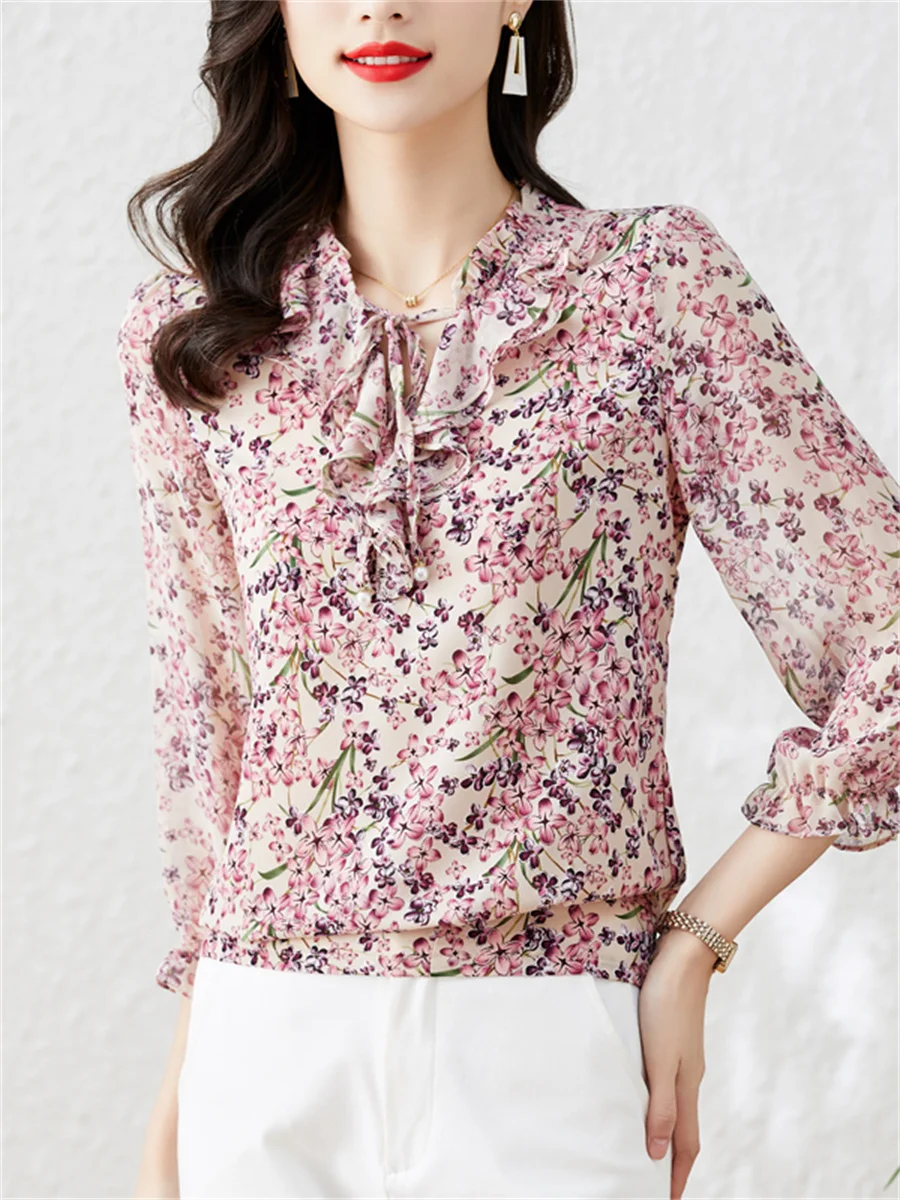 Women Spring Autumn Style Chiffon Blouses Tops Lady Casual Long Sleeve Bow Tie Collar Flower Printed Blusas Tops DF4339
Women Spring Autumn Style Chiffon Blouses Tops Lady Casual Long Sleeve Bow Tie Collar Flower Printed Blusas Tops DF4339