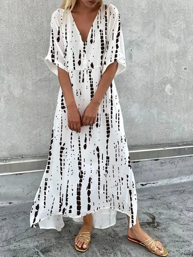 Vintage Print Pattern Loose Dress Button Casual 2022 Summer Office Ladies Dress New Beach Short Sleeve V Neck Long Women Dresses
Vintage Print Pattern Loose Dress Button Casual 2022 Summer Office Ladies Dress New Beach Short Sleeve V Neck Long Women Dresses