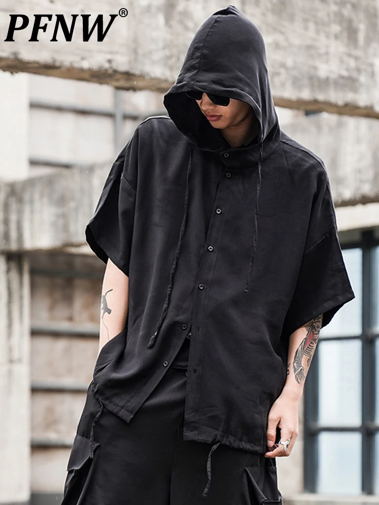 PFNW Darkwear Japan Style Men's Solid Color Hooded Off Shoulder Drawstring Shirts Summer Fashion Tide Loose Tops 12A3320
PFNW Darkwear Japan Style Men's Solid Color Hooded Off Shoulder Drawstring Shirts Summer Fashion Tide Loose Tops 12A3320