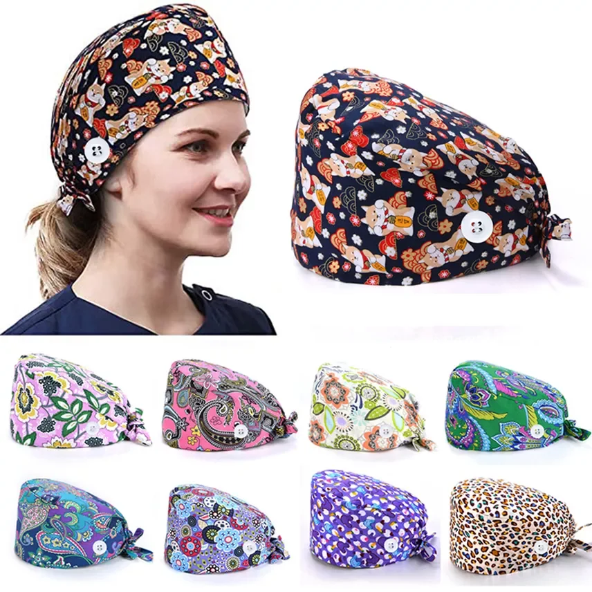 Surgical Cap Adjustable Printed Working Hat Weat-Absorbent Unisex Beauty Salon Lab Nursing Cap With Bottons Clinical Hat
Surgical Cap Adjustable Printed Working Hat Weat-Absorbent Unisex Beauty Salon Lab Nursing Cap With Bottons Clinical Hat