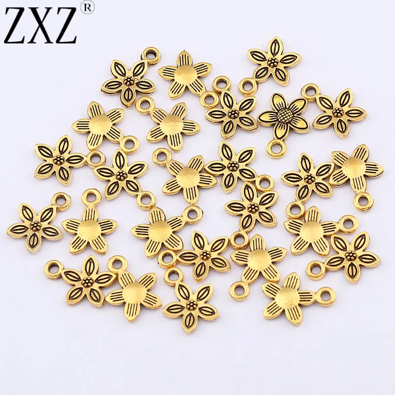 ZXZ 100pcs Antique Gold Flower Charms Pendants For Necklace Bracelet DIY Jewelry Making Findings 13x10mm
ZXZ 100pcs Antique Gold Flower Charms Pendants For Necklace Bracelet DIY Jewelry Making Findings 13x10mm
