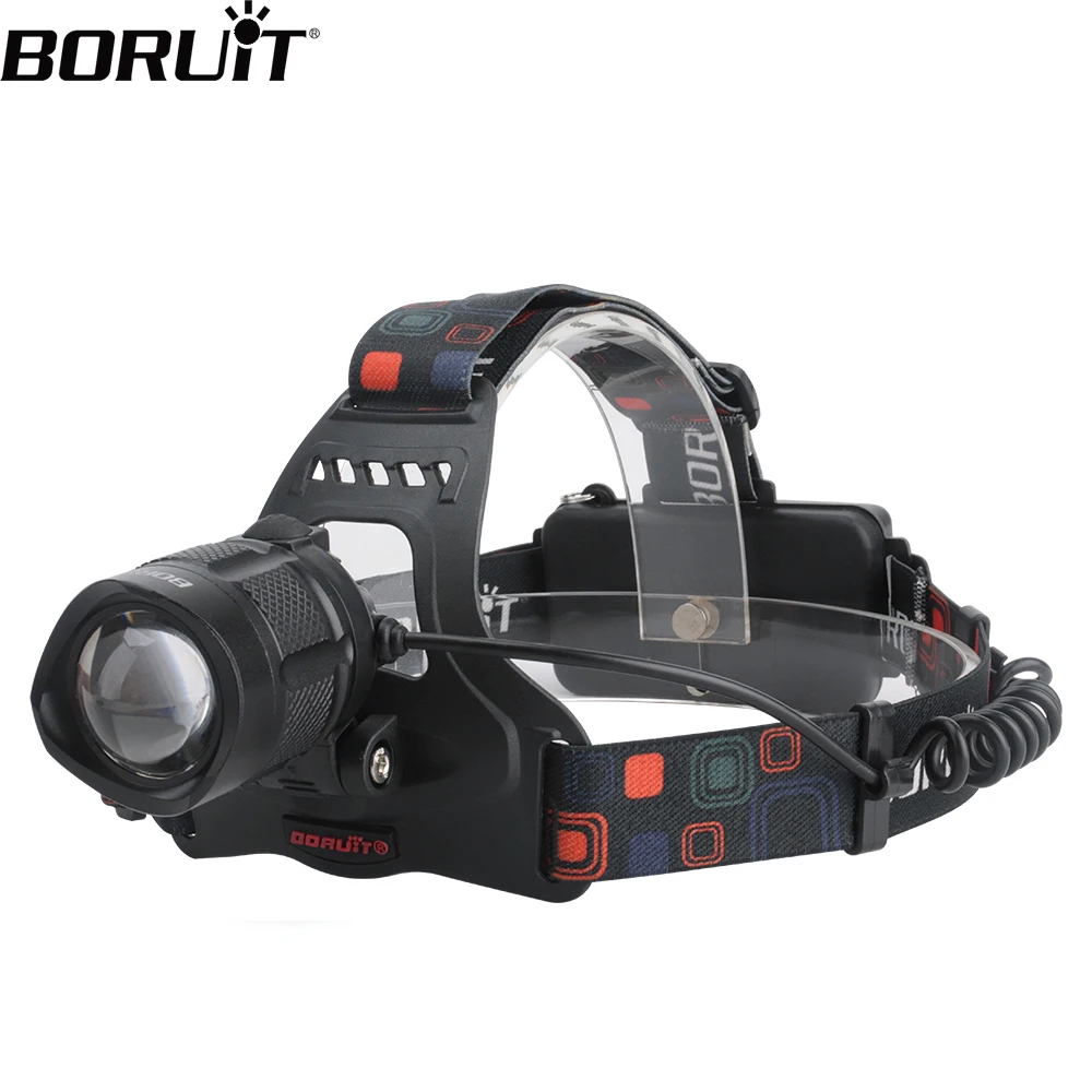 

BORUiT RJ-2157 XM-L2 LED Headlamp 3-Mode Zoom Headlight USB Charger 18650 Head Torch for Outdoor Camping Hunting