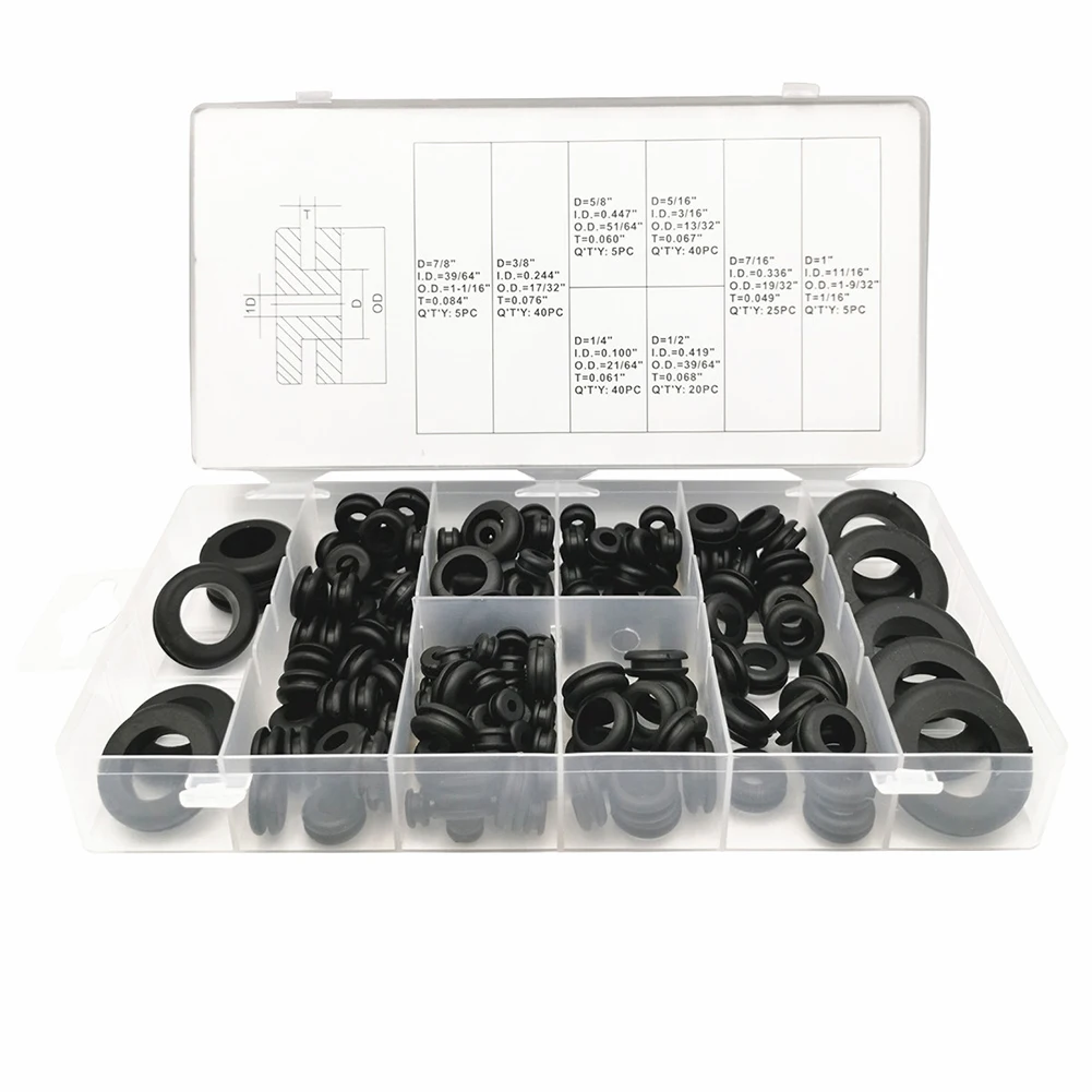 Hot Sale Car Necessities 180Pcs / Box Rubber Grommet Gasket Kits For Wire Cable Black Assortment Set
Hot Sale Car Necessities 180Pcs / Box Rubber Grommet Gasket Kits For Wire Cable Black Assortment Set