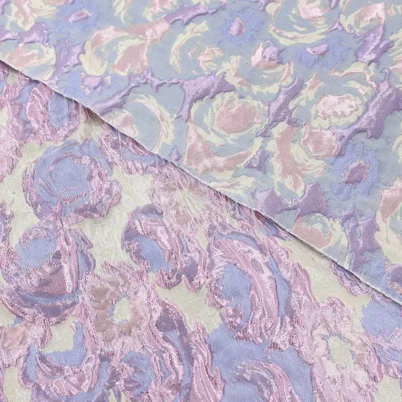 

NO81 2023 New Glossy Macaron Pink Blue Bump Embossed Jacquard Fabric For Women‘ Fashion Dress DIY Sewing Materials