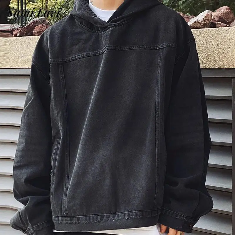 Стильная мужская джинсовая толстовка с капюшоном в стиле хип-хоп
Стильная мужская джинсовая толстовка с капюшоном в стиле хип-хоп